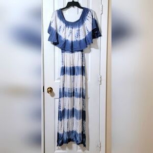 BoHome Collection Denim color tie-dye off the Shoulder Dress Size S